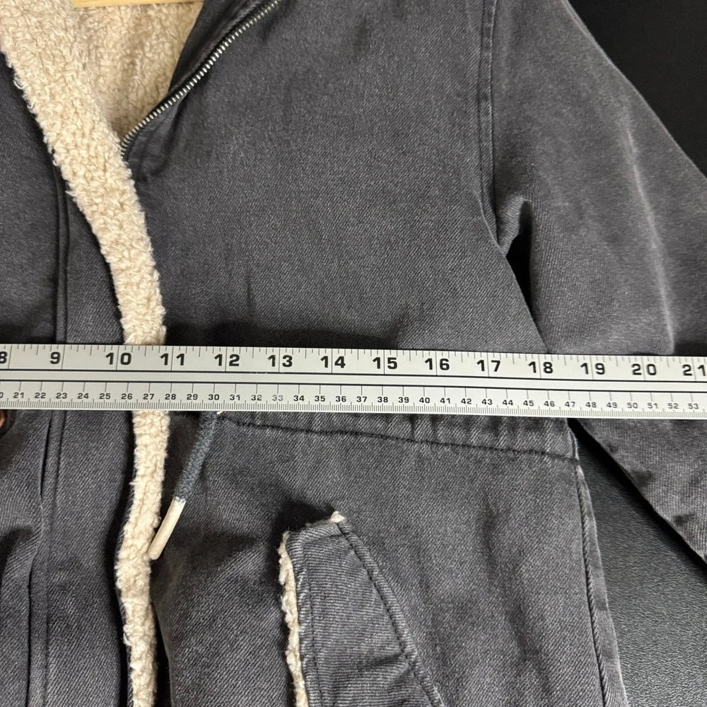 Zara Kids Black Parka Jacket Hooded 11‎ / 12 Sherpa Lined Winter Coat